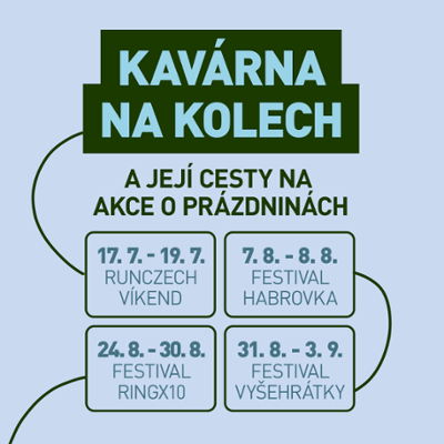 Kavárna na kolech a její cesty na akce o prázdninách